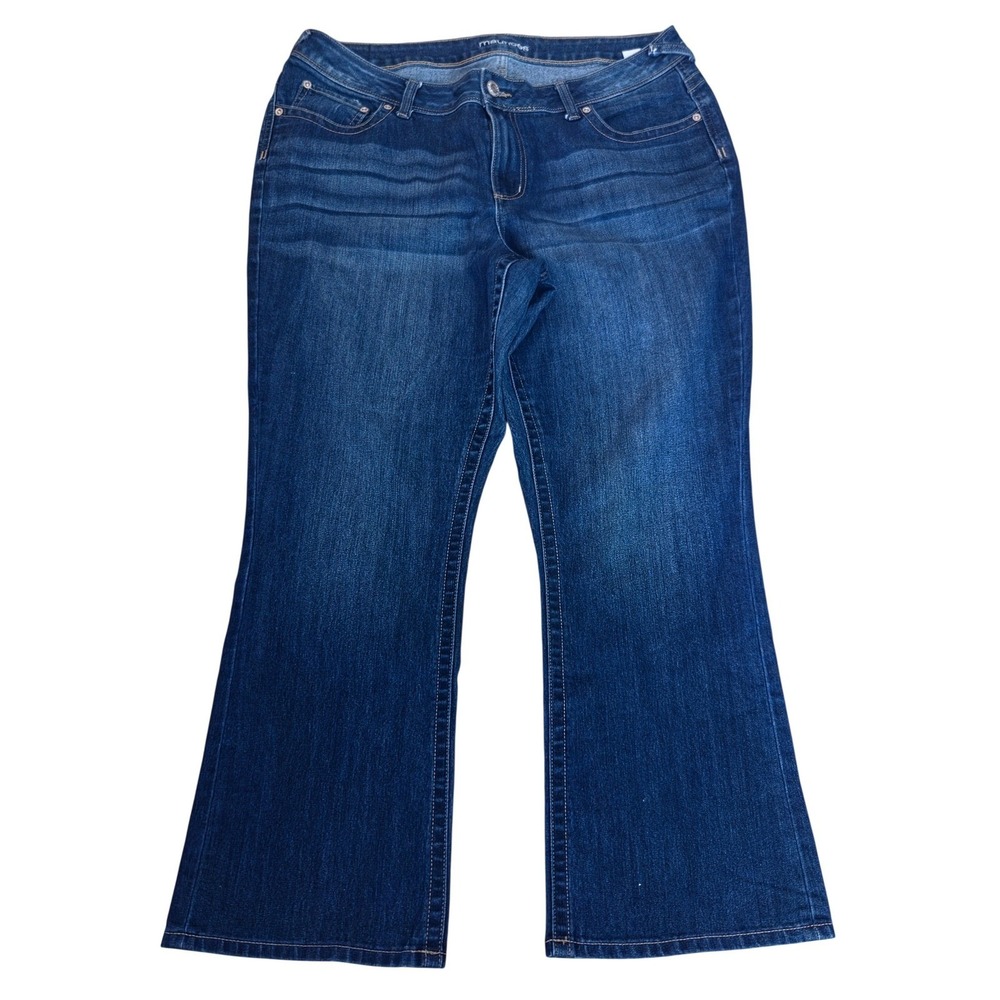 Maurices Womens 18W Short Dark Wash Bootcut Denim Jeans Blue Stretch